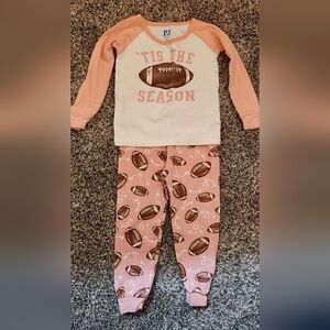 PJ Kids Football Pajama Set - Pink and White